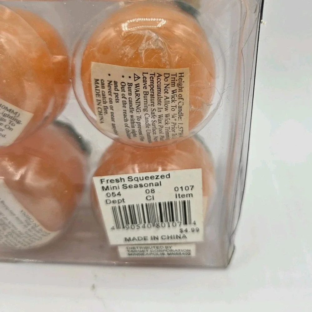 Target Fresh Squeezed Summer Orange Shaped Fruit Candles Set‎ Of 8 New In Box
